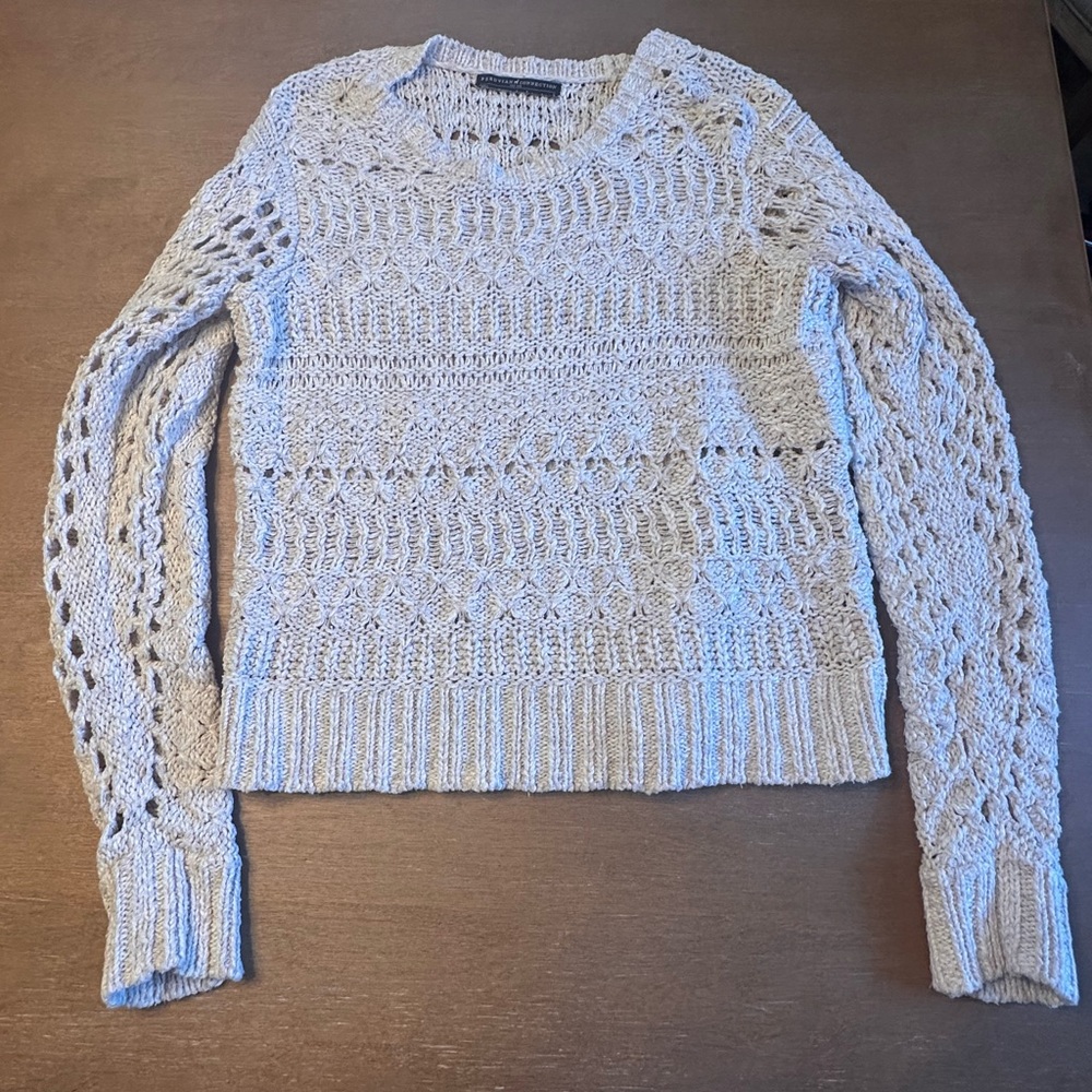 Peruvian Connection Cream Textured Knit Sweater